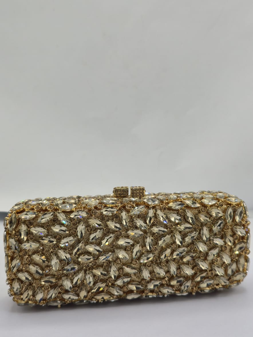 Luxury crystal-embellished box clutch