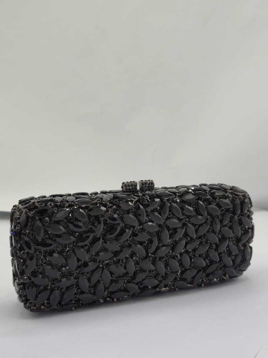 Luxury crystal-embellished box clutch