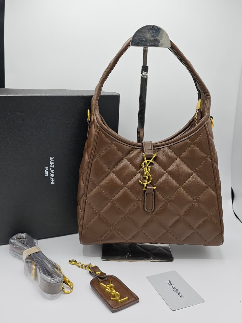 Saint Laurent brown quilted leather