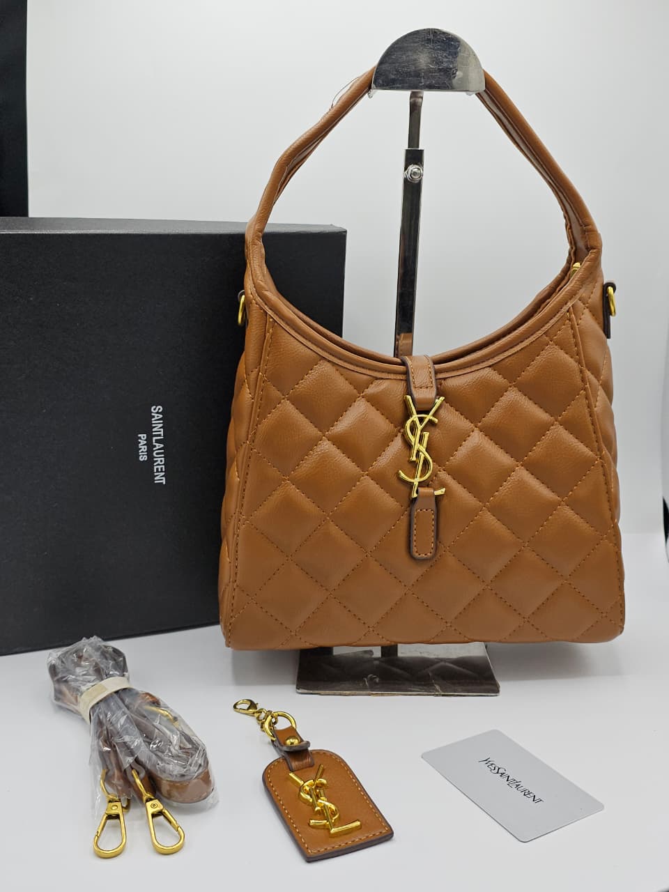 Saint Laurent brown quilted leather